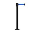 Montour Line Stanchion Belt Barrier Fixed Base Black Post 16ft.Blue Belt MX650F-BK-BL-160